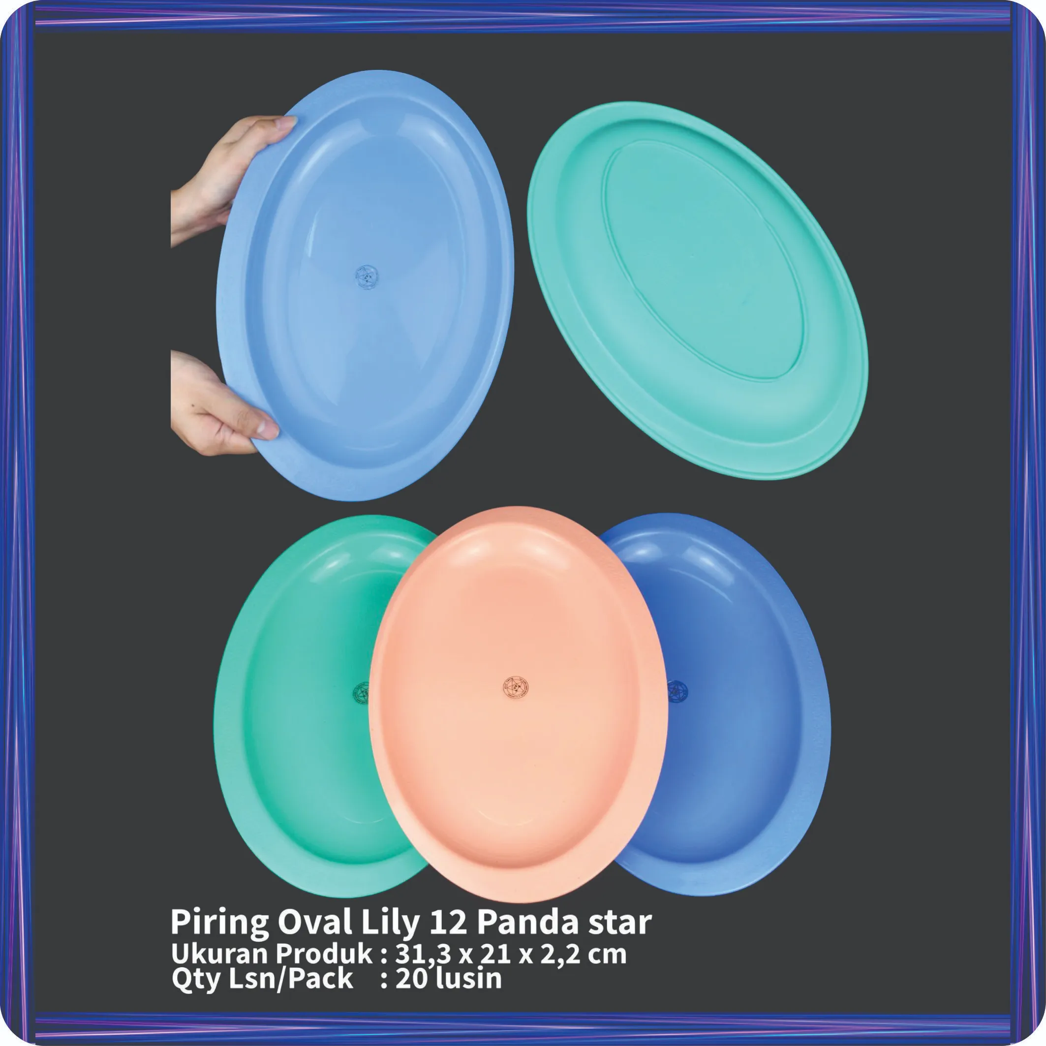 piring oval lily 12 panda star