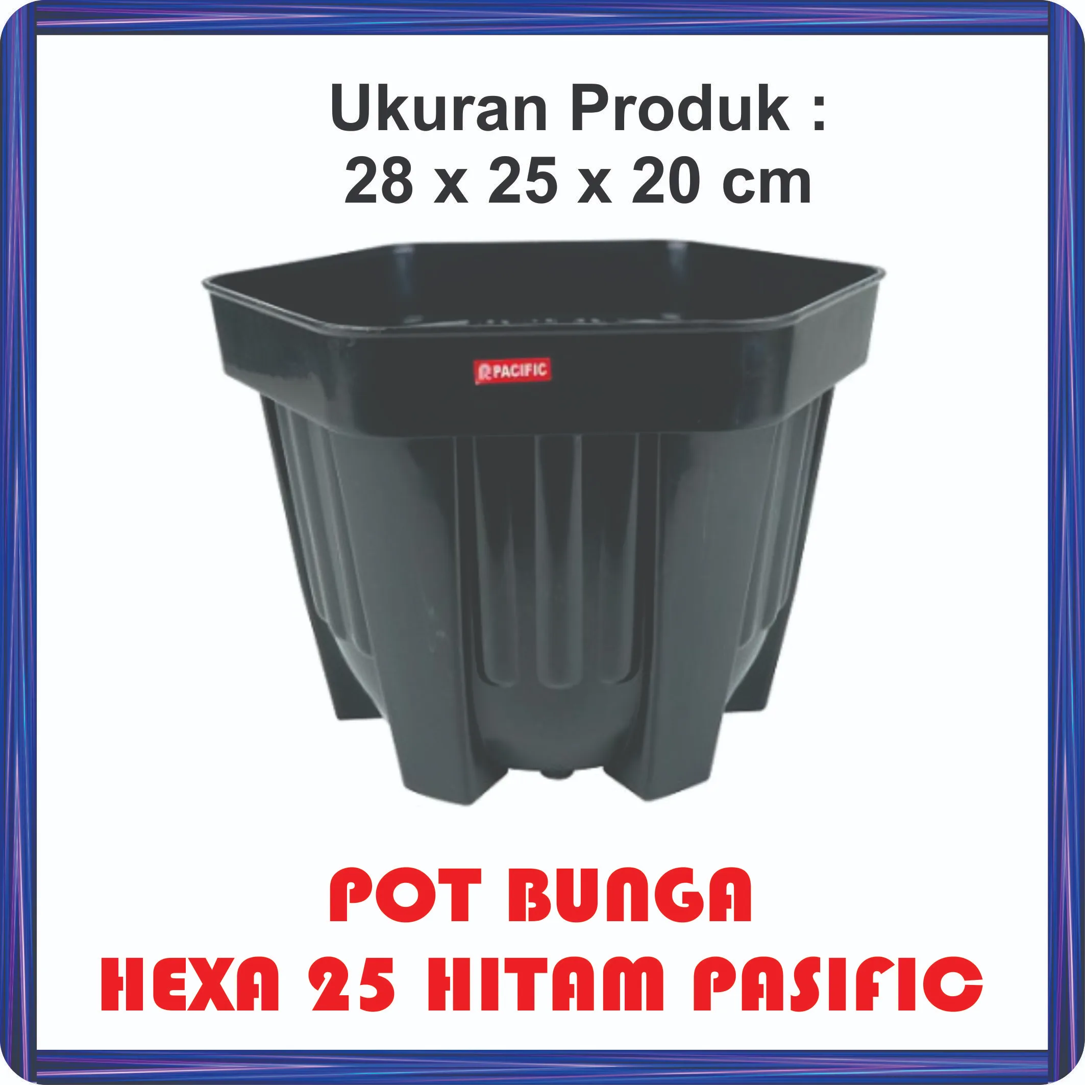 pot bunga hexa 25 hitam pasific