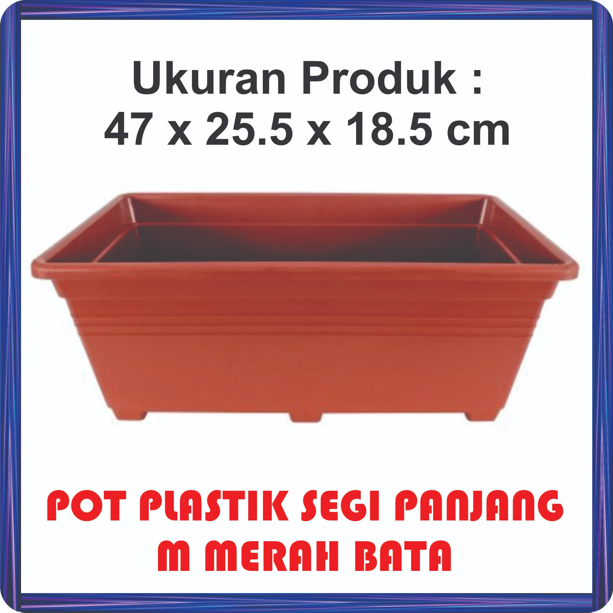 pot plastik segi panjang m merah bata