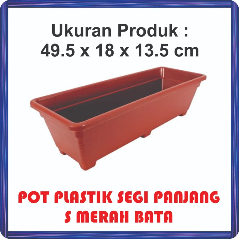 pot plastik segi panjang s merah bata