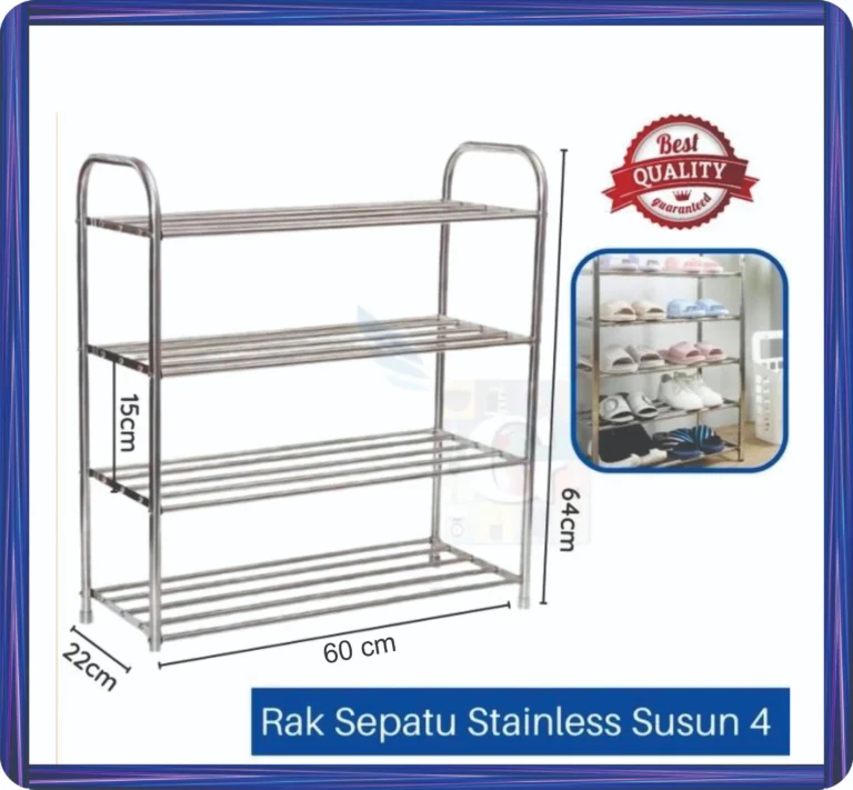 rak sepatu stainless 4 susun