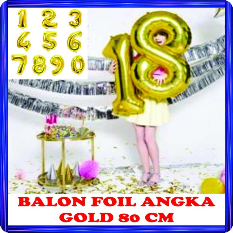 balon foil angka gold 80 cm