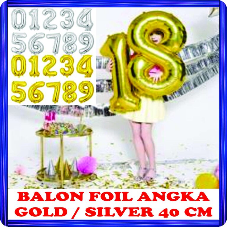 balon foil angka gold silver 40 cm