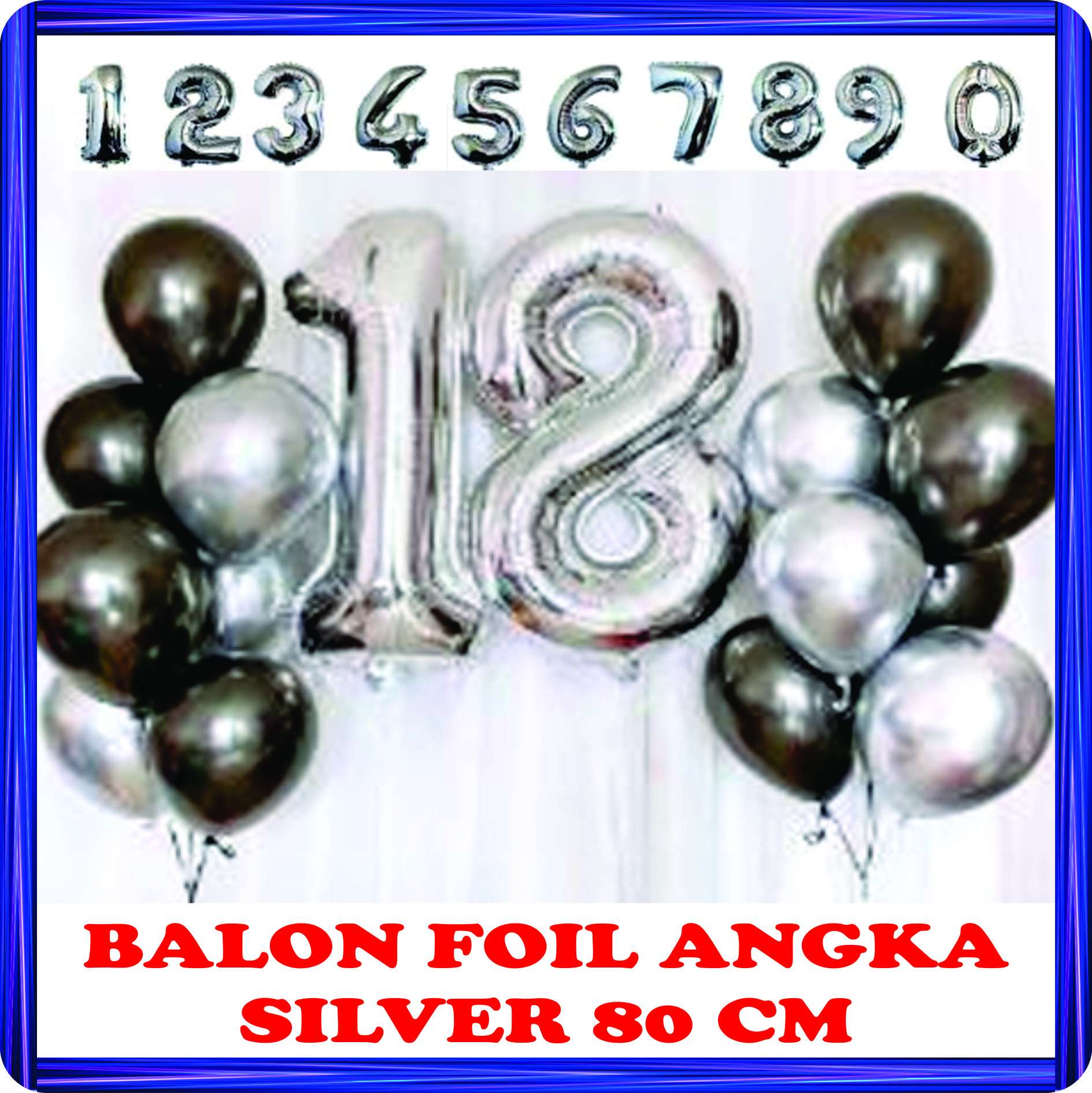 balon foil angka silver 80 cm