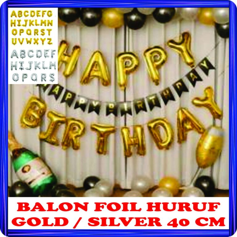 balon foil huruf gold silver 40 cm