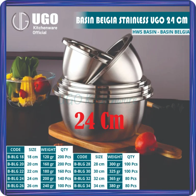 basin belgia stainless steel ugo 24 cm
