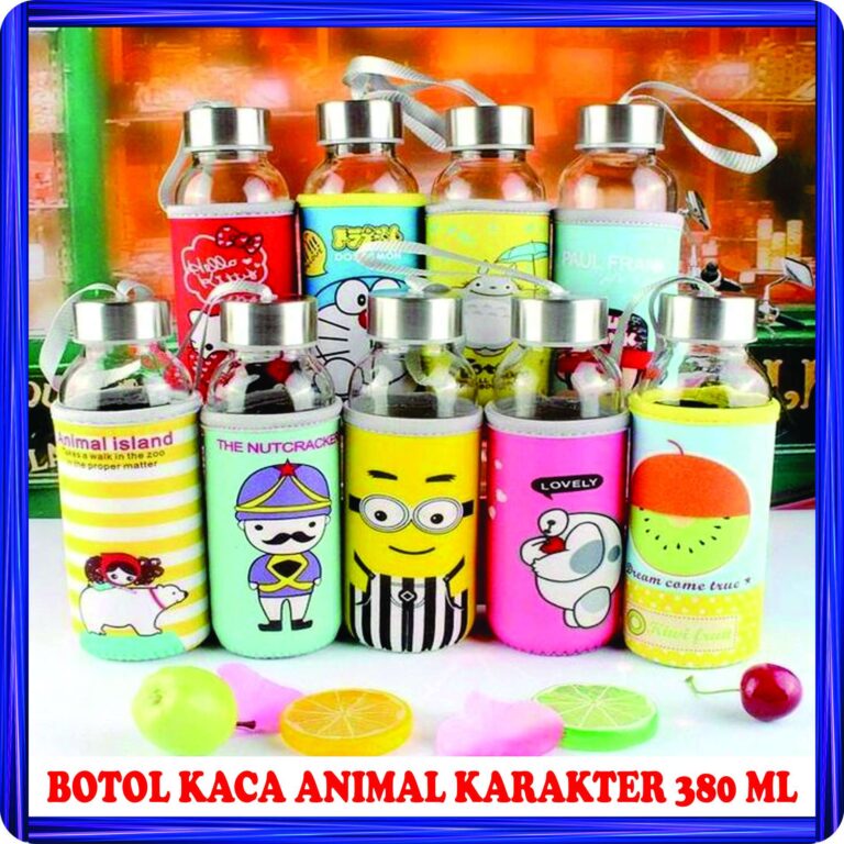 botol kaca animal karakter 380 ml