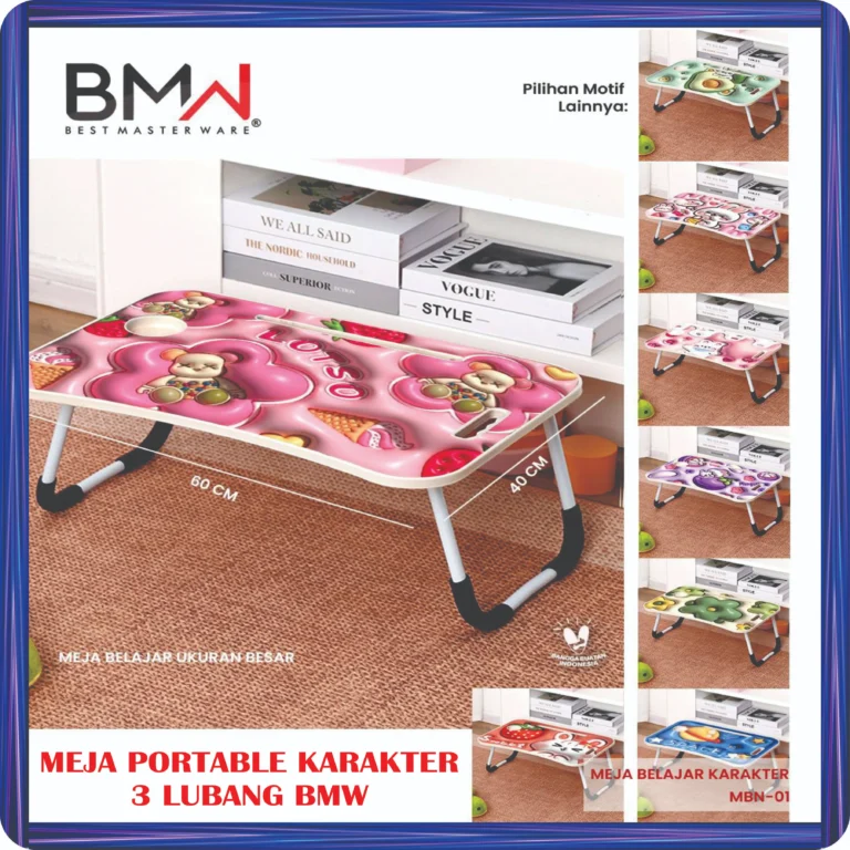 meja laptop portable karakter 3 lubang bmw
