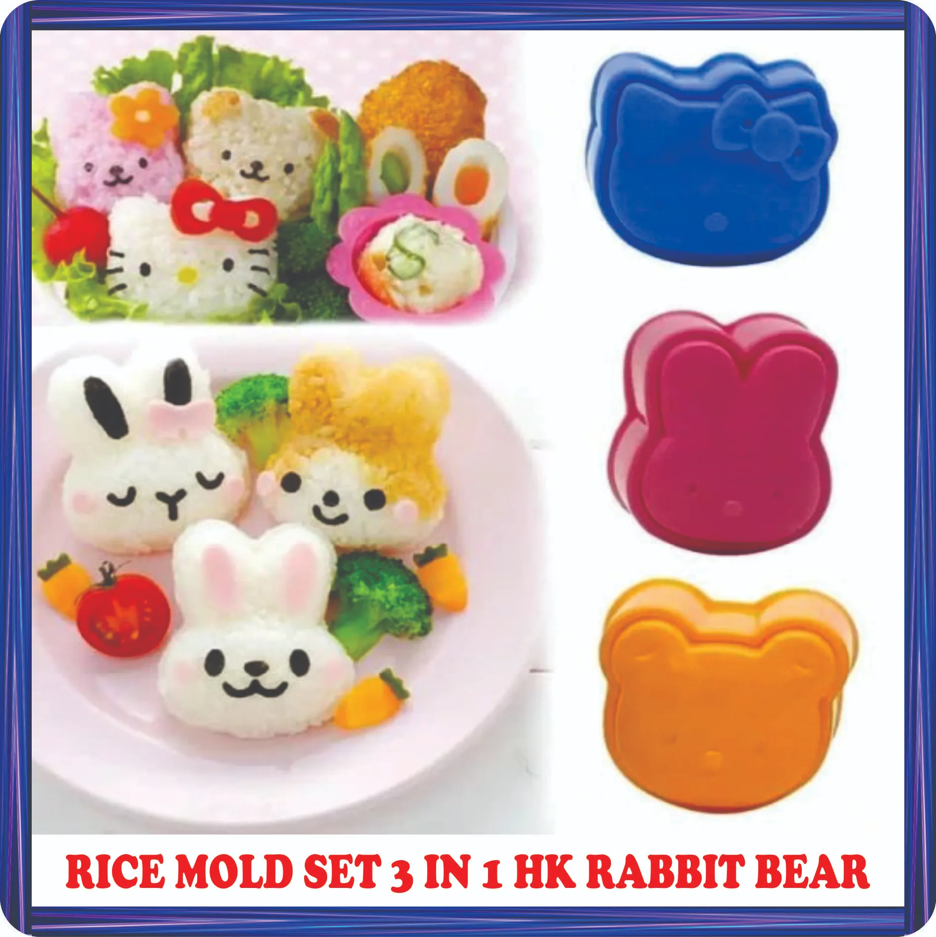 rice mold set 3 in 1 hk rabbit bear