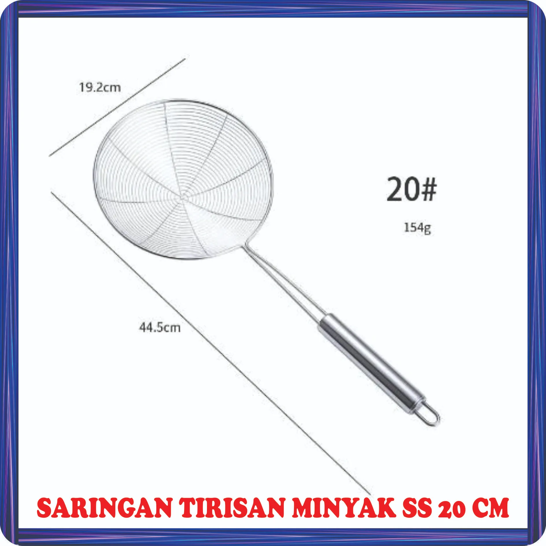 saringan tirisan minyak ss 20 cm