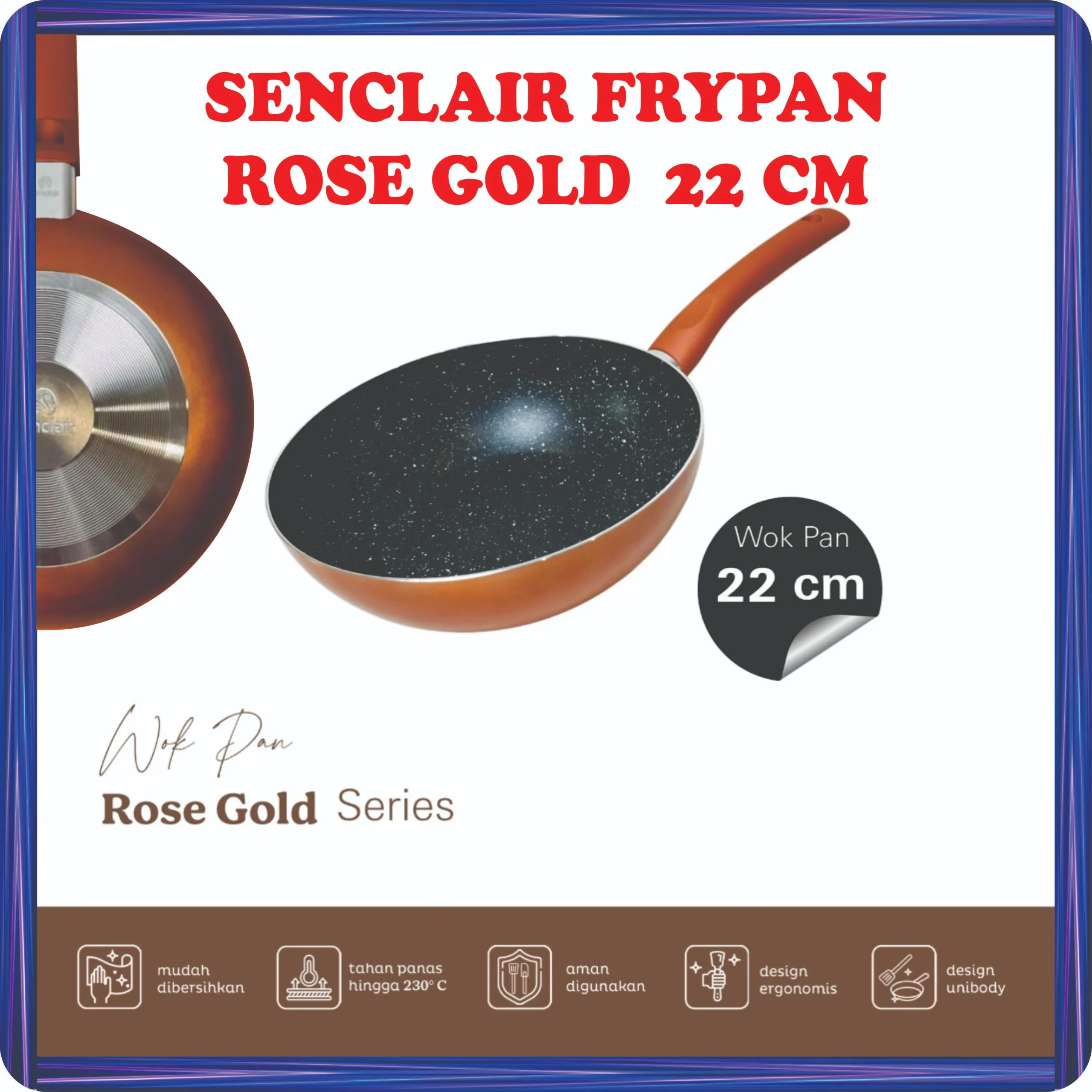 senclair frypan rose gold 22 cm