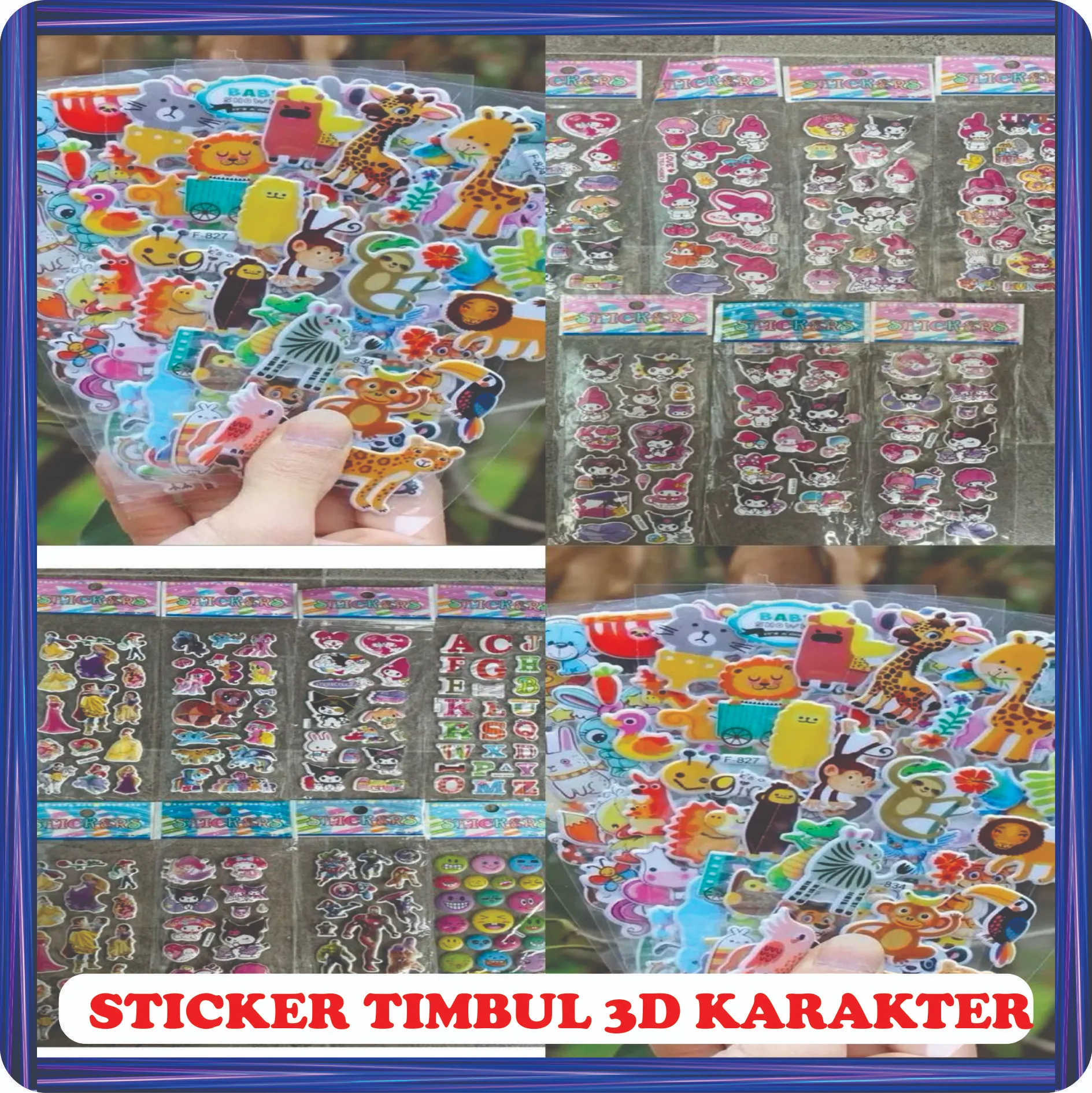 sticker timbul 3d karakter