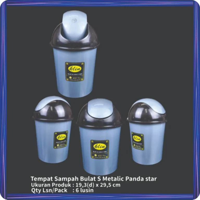 tempat sampah bulat s metalik panda