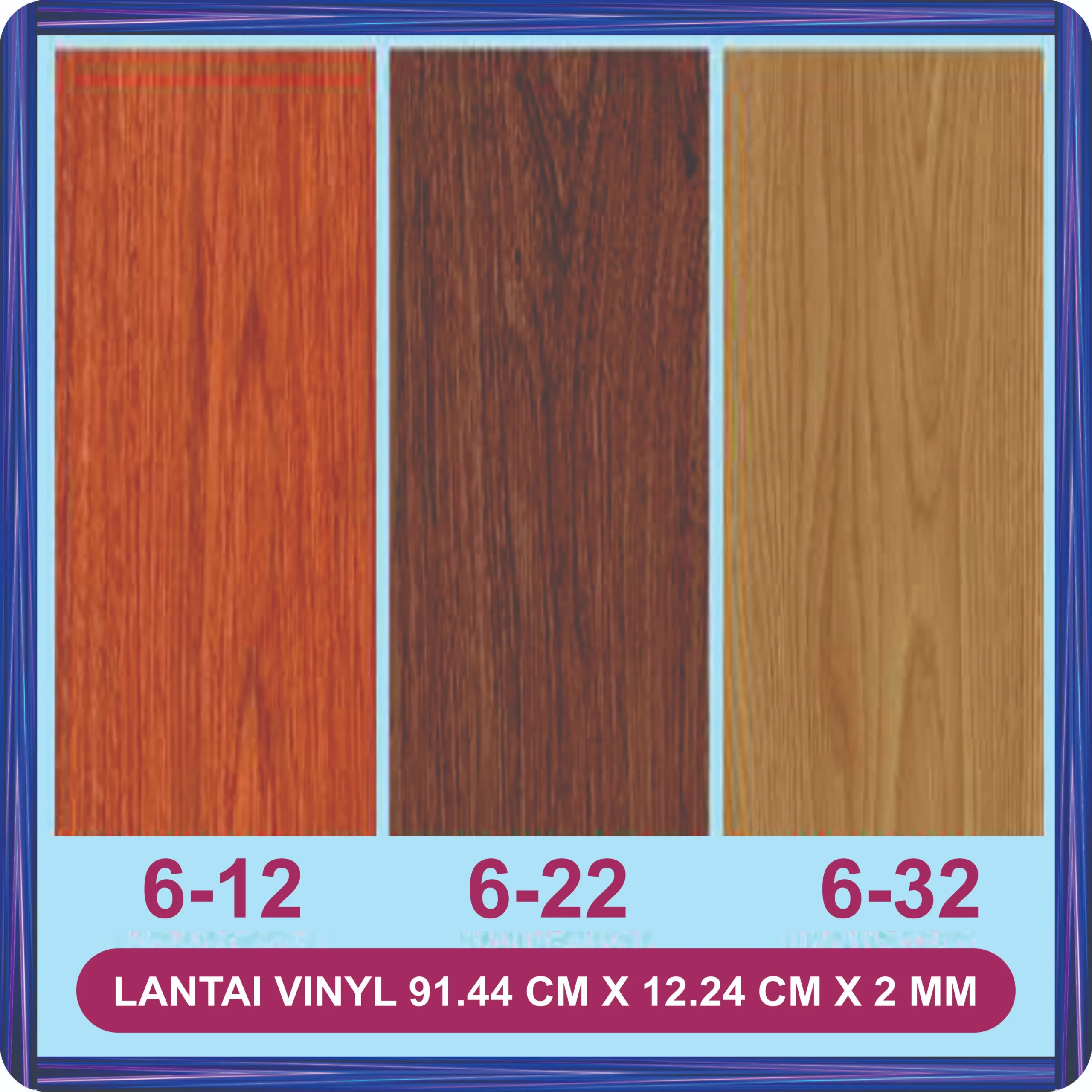 lantai vinyl 91.44 cm x 12.24 cm x 2 mm