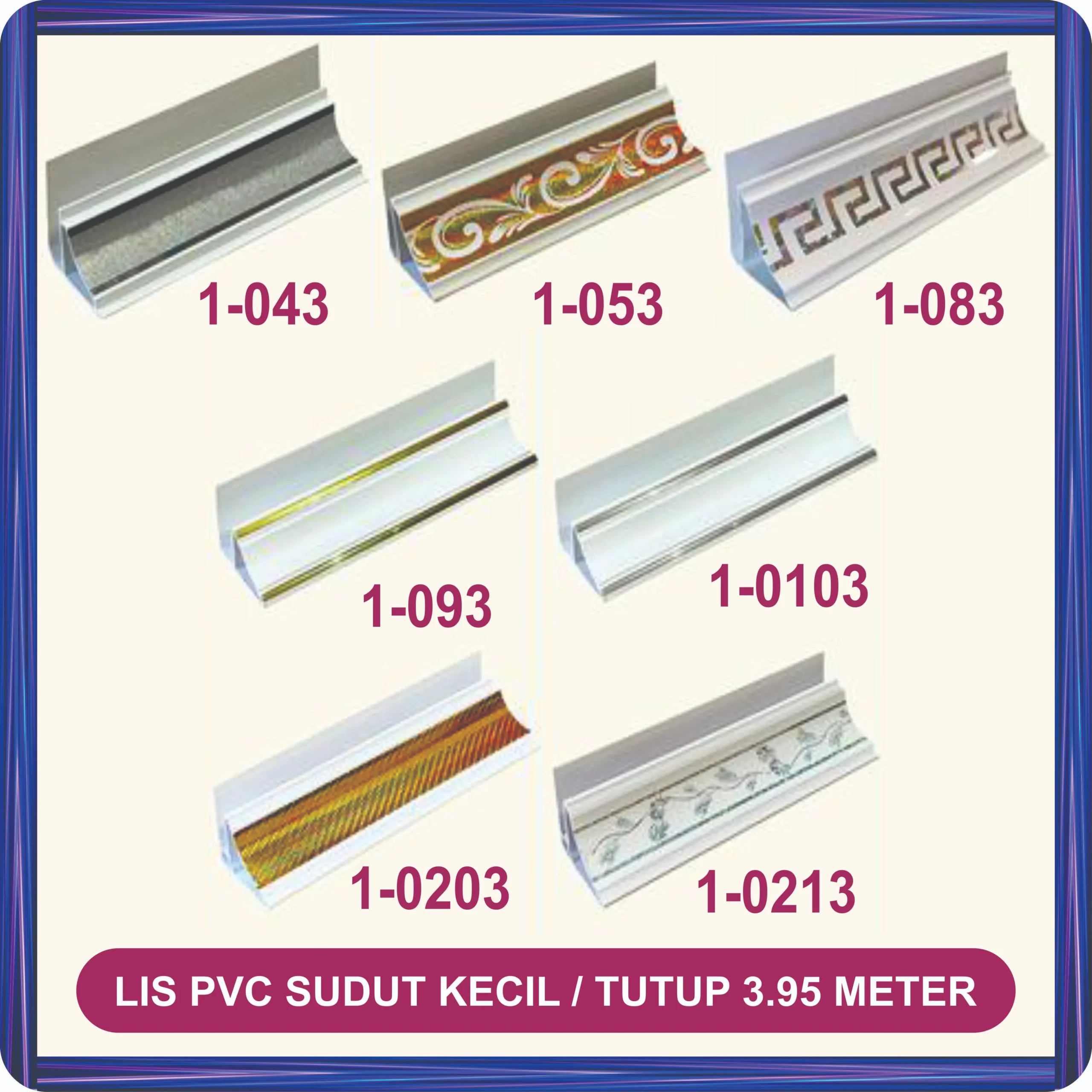 lis pvc sudut kecil tutup panjang 3.95 meter