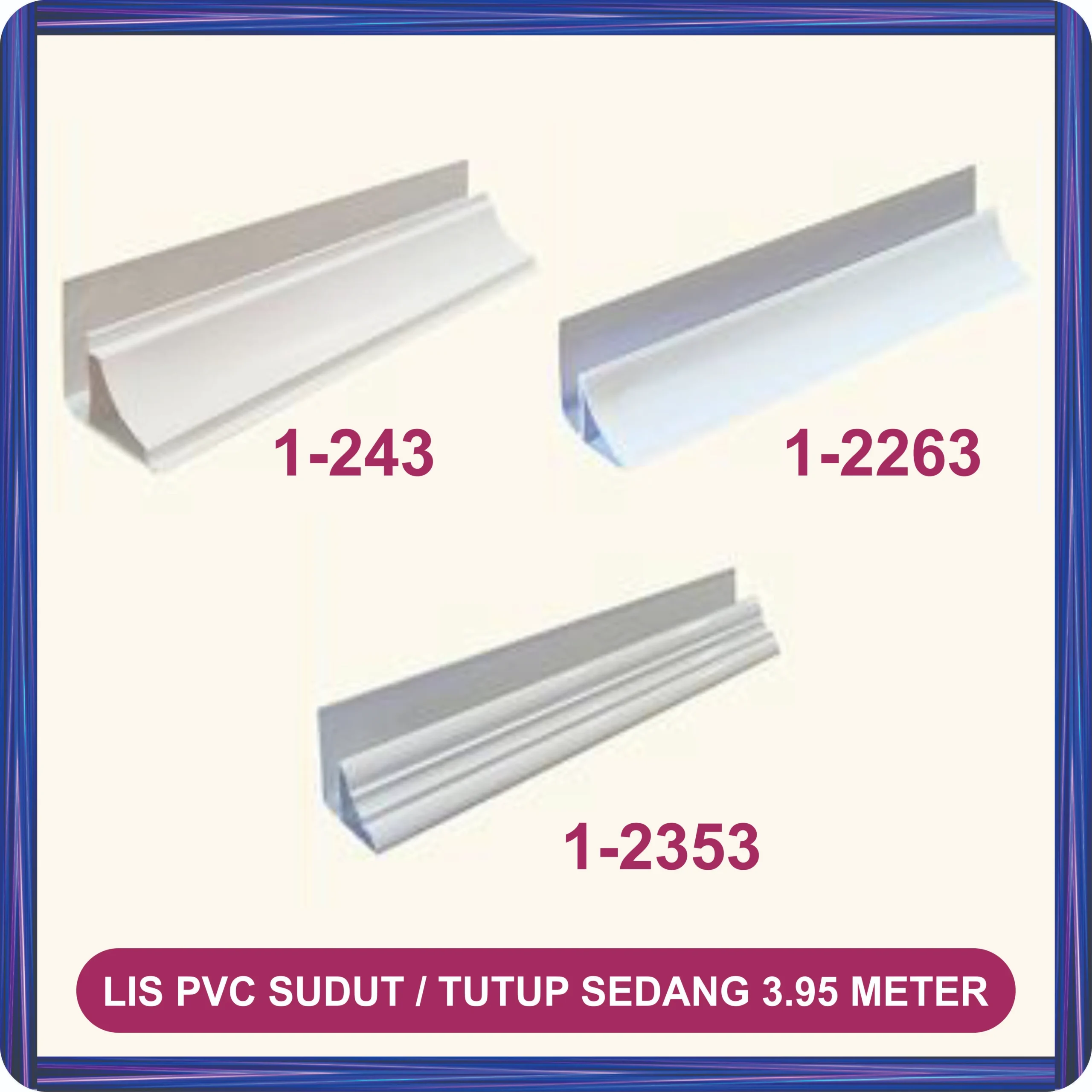 lis pvc sudut sedang tutup panjang 3.95 meter