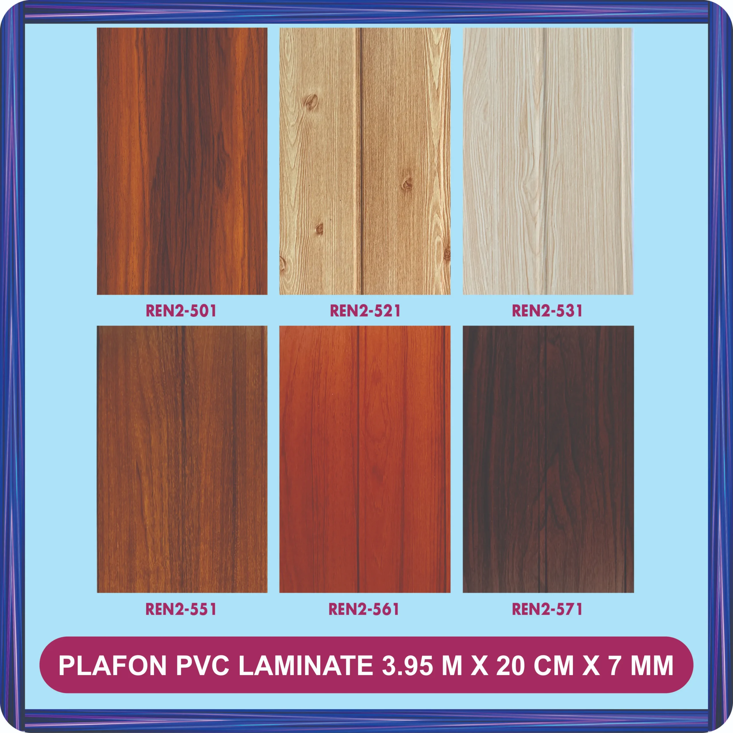 plafon pvc laminate 3.95 m x 20 cm x 7 mm