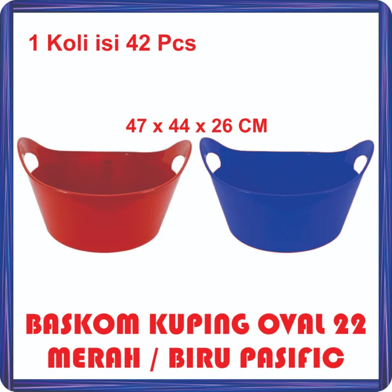 baskom kuping oval 22 merah biru pasific