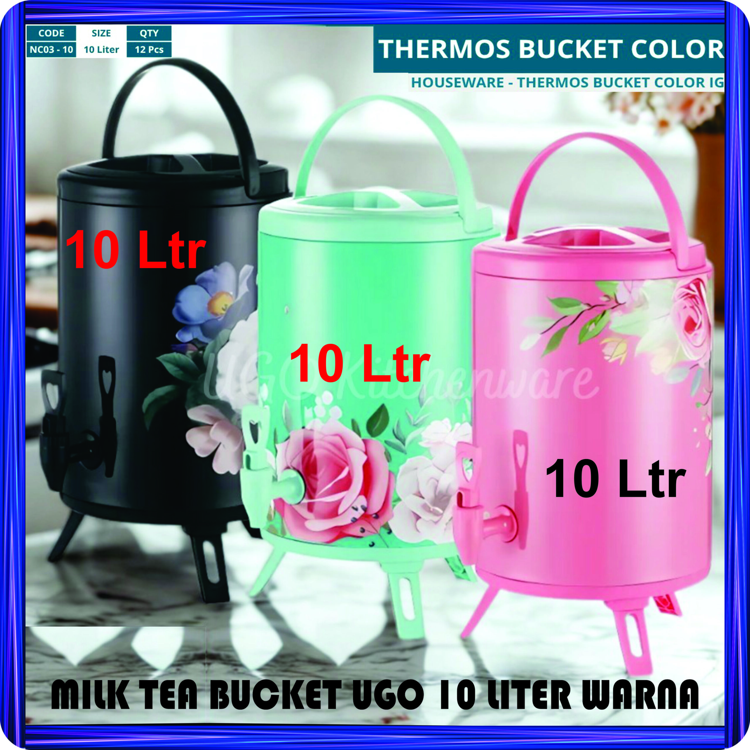 milk tea bucket ugo 10 liter warna