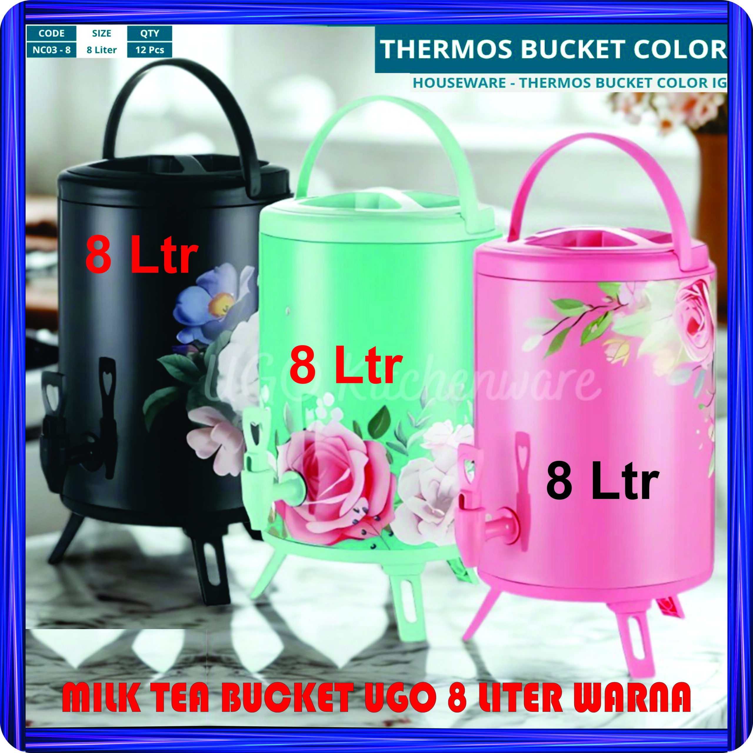 milk tea bucket ugo 8 liter warna