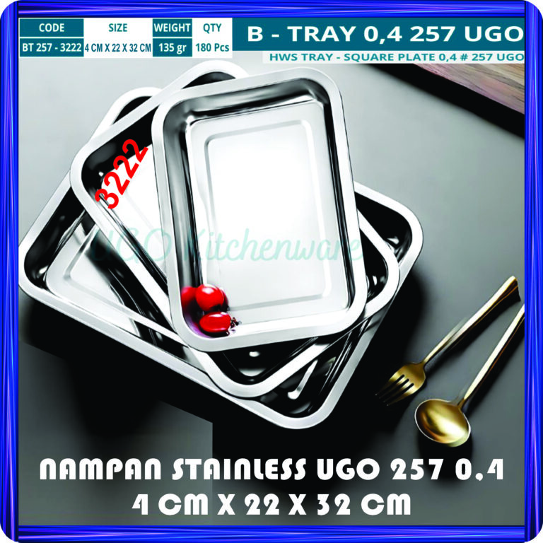nampan stainless ugo 257 0,4 4 cm x 22 x 32 cm