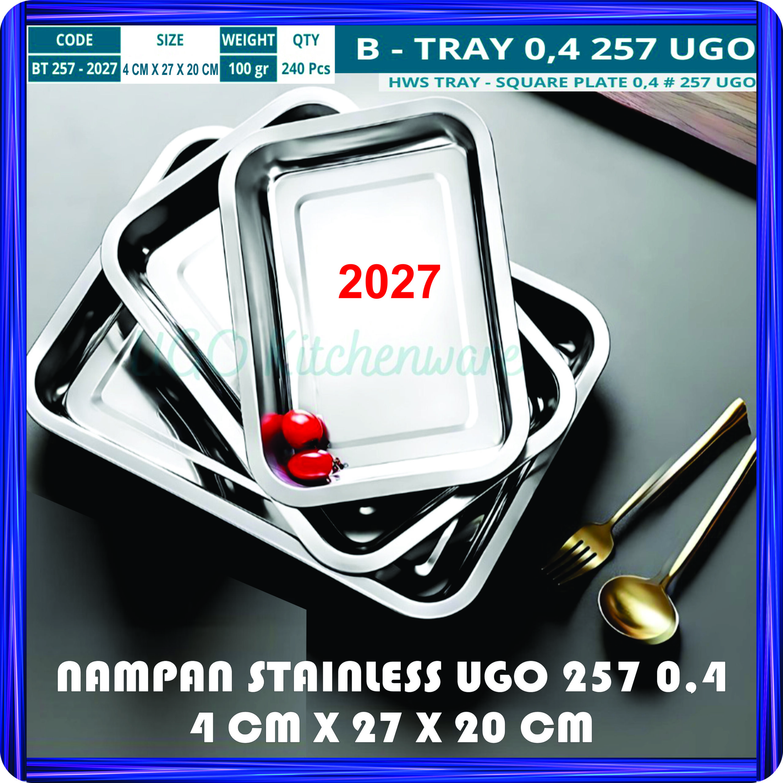nampan stainless ugo 257 0,4 4 cm x 27 x 20 cm