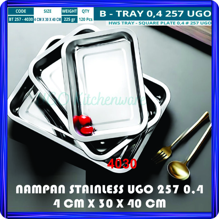nampan stainless ugo 257 0,4 4 cm x 30 x 40 cm