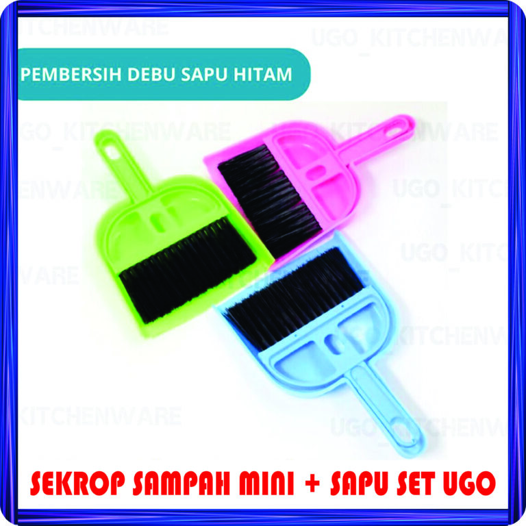 sekrop sampah mini + sapu set ugo