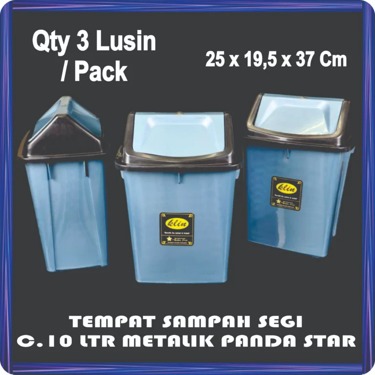 tempat sampah segi c.10 ltr metalik panda star