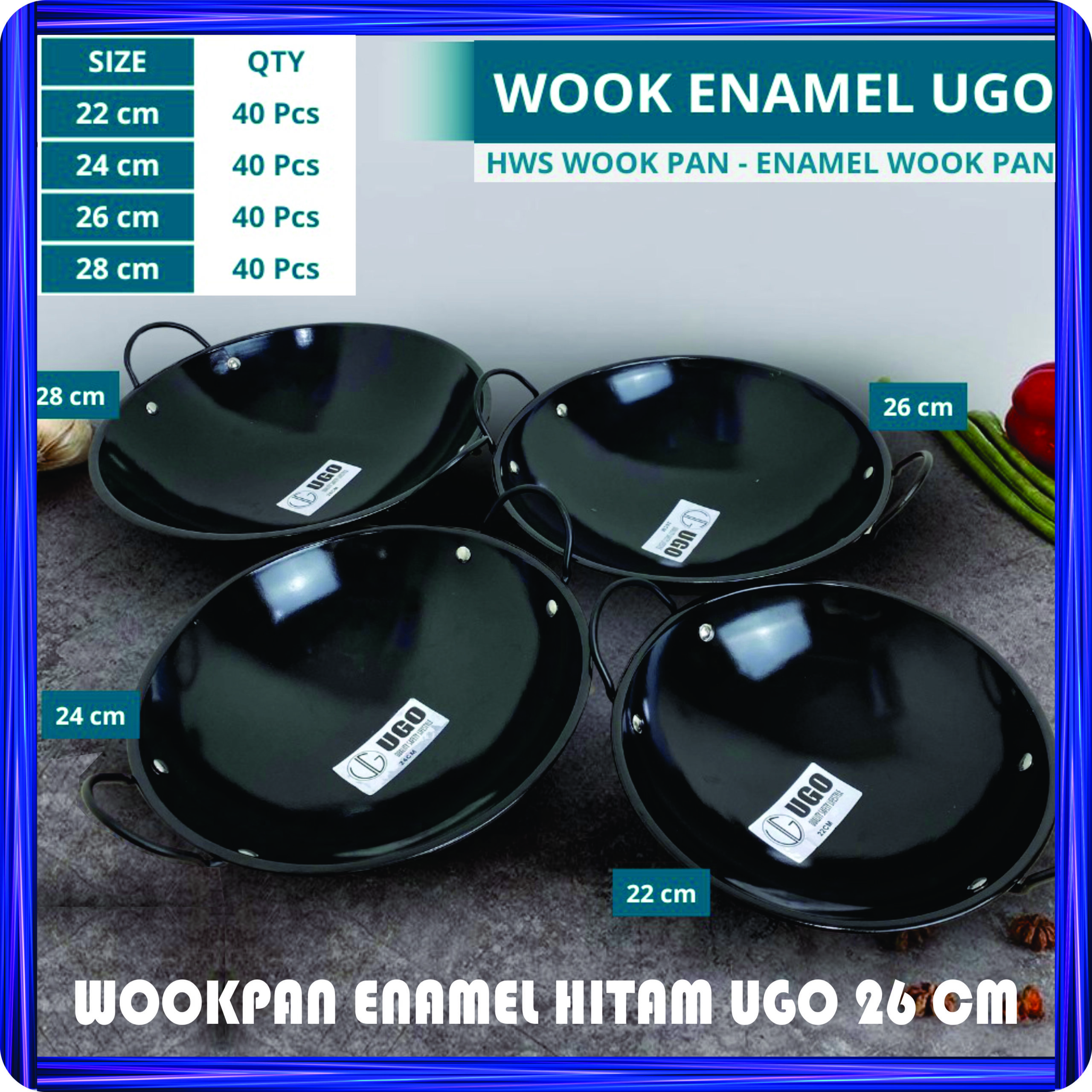 wookpan enamel hitam ugo 26 cm