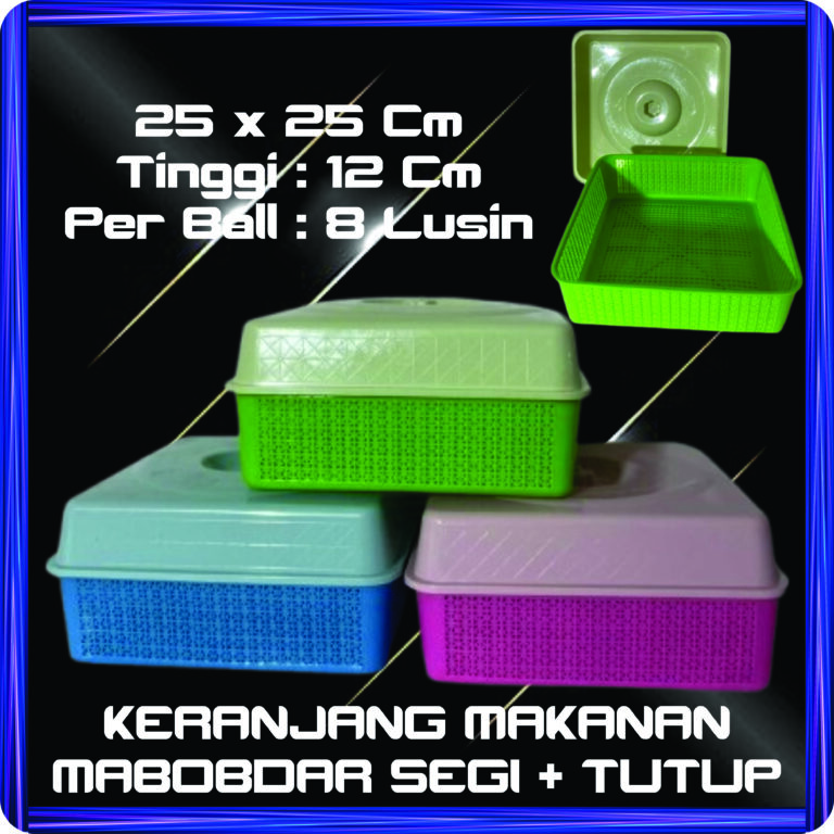 keranjang makanan mabobdar segi + tutup