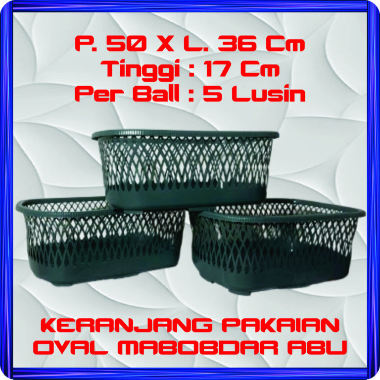 keranjang pakaian oval mabobdar abu