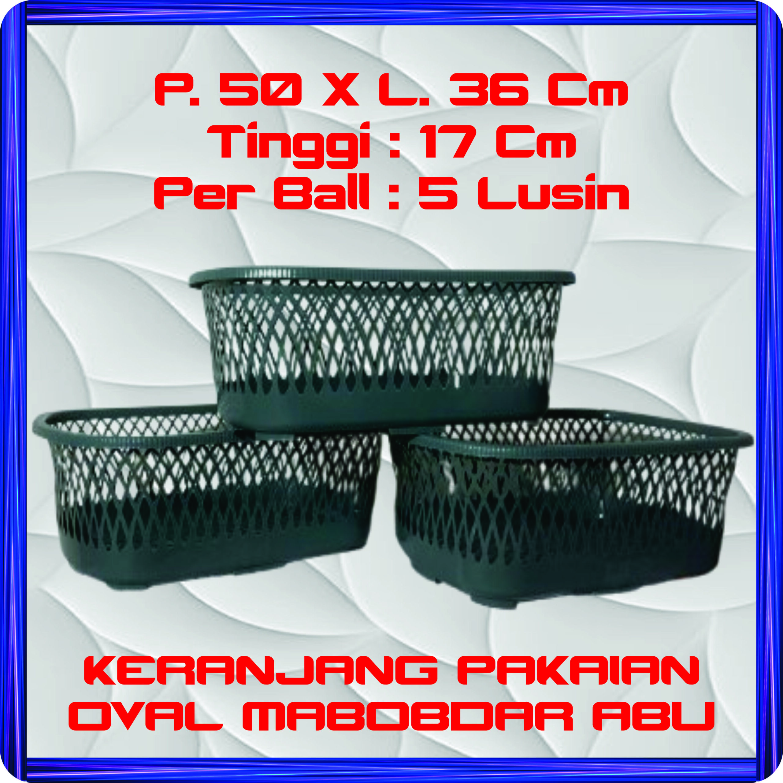 keranjang pakaian oval mabobdar abu