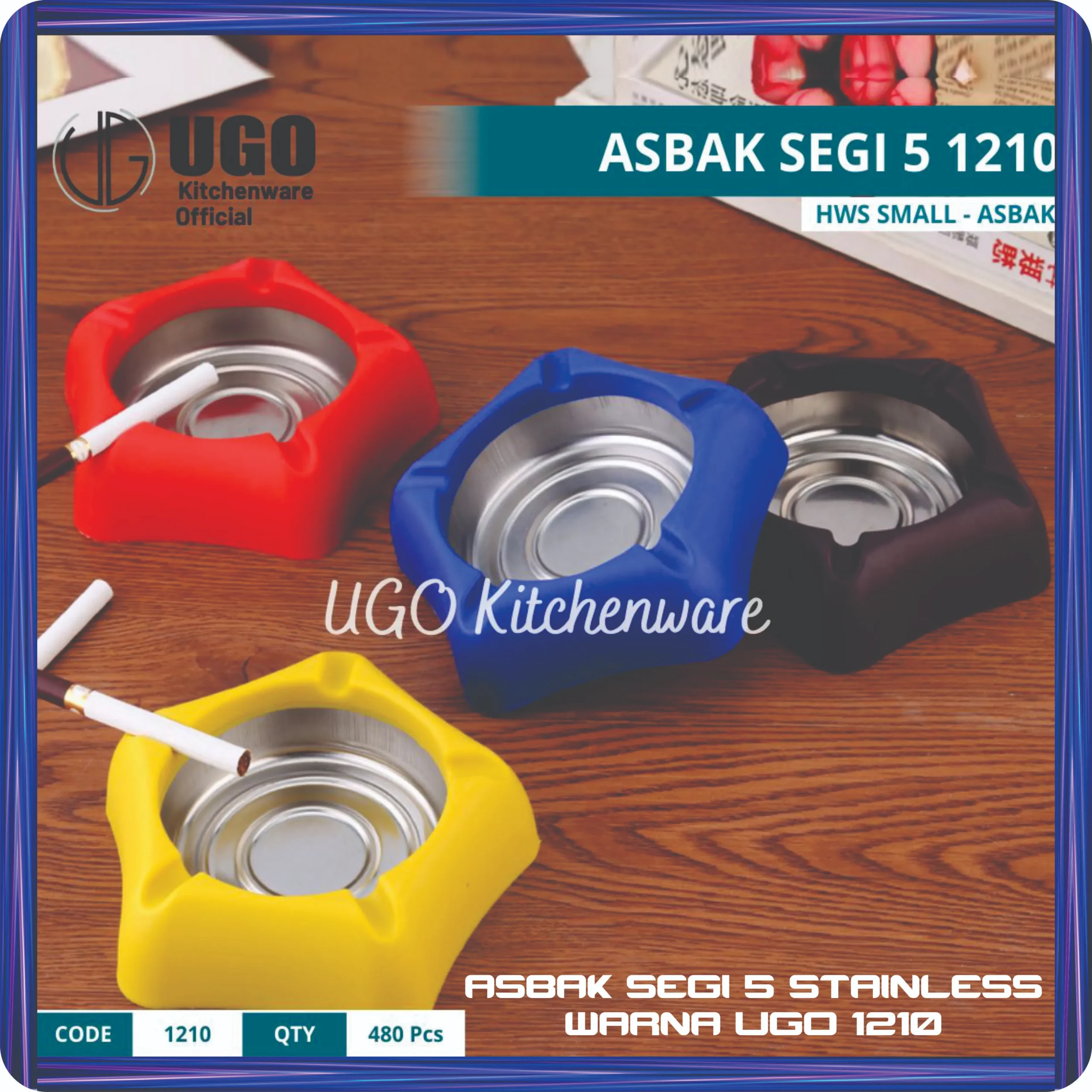 asbak segi 5 stainless warna ugo 1210