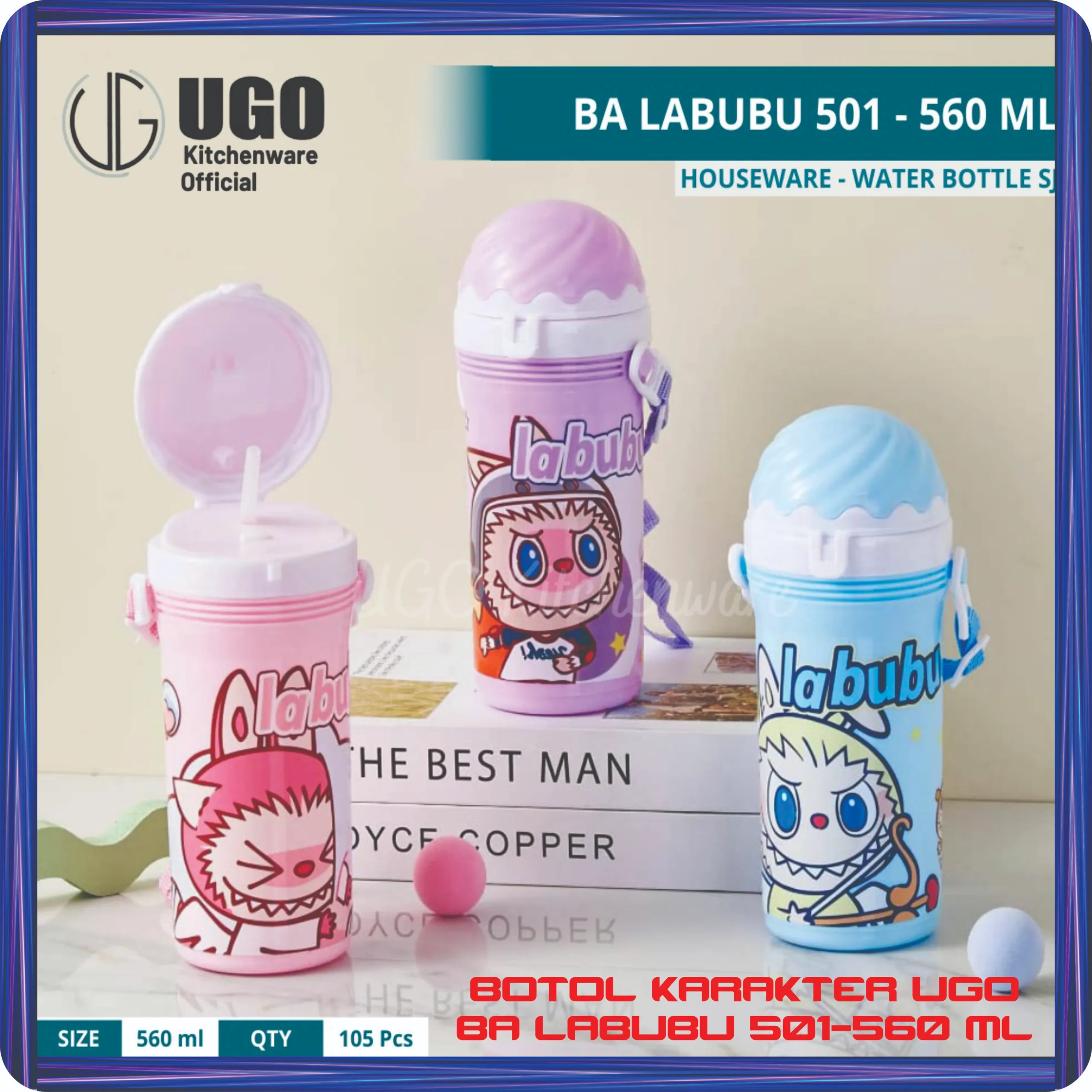 botol karakter ugo ba labubu 501 560 ml