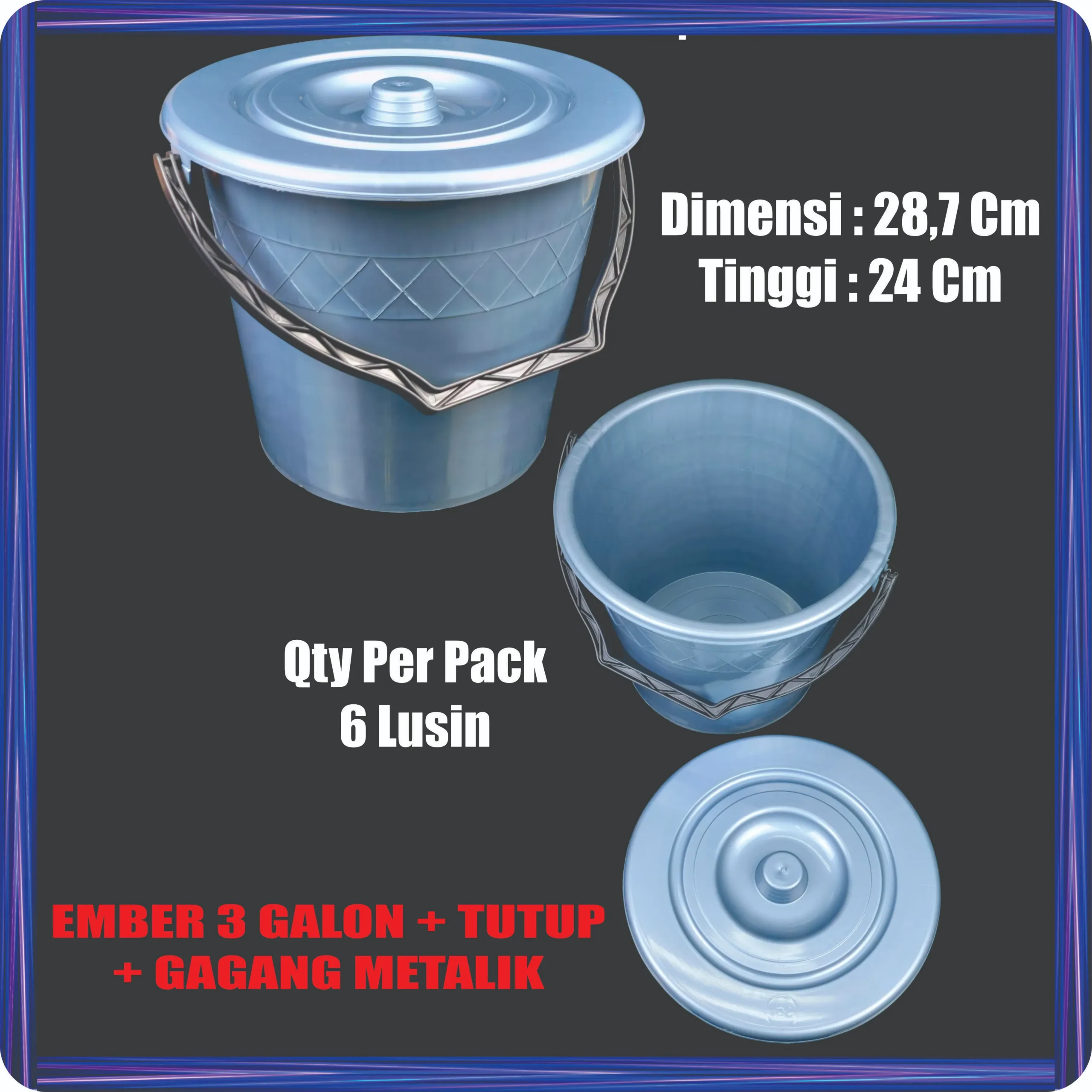 ember 3 galon + tutup + gagang metalik