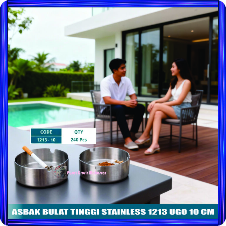asbak bulat tinggi stainless 1213 ugo 10 cm