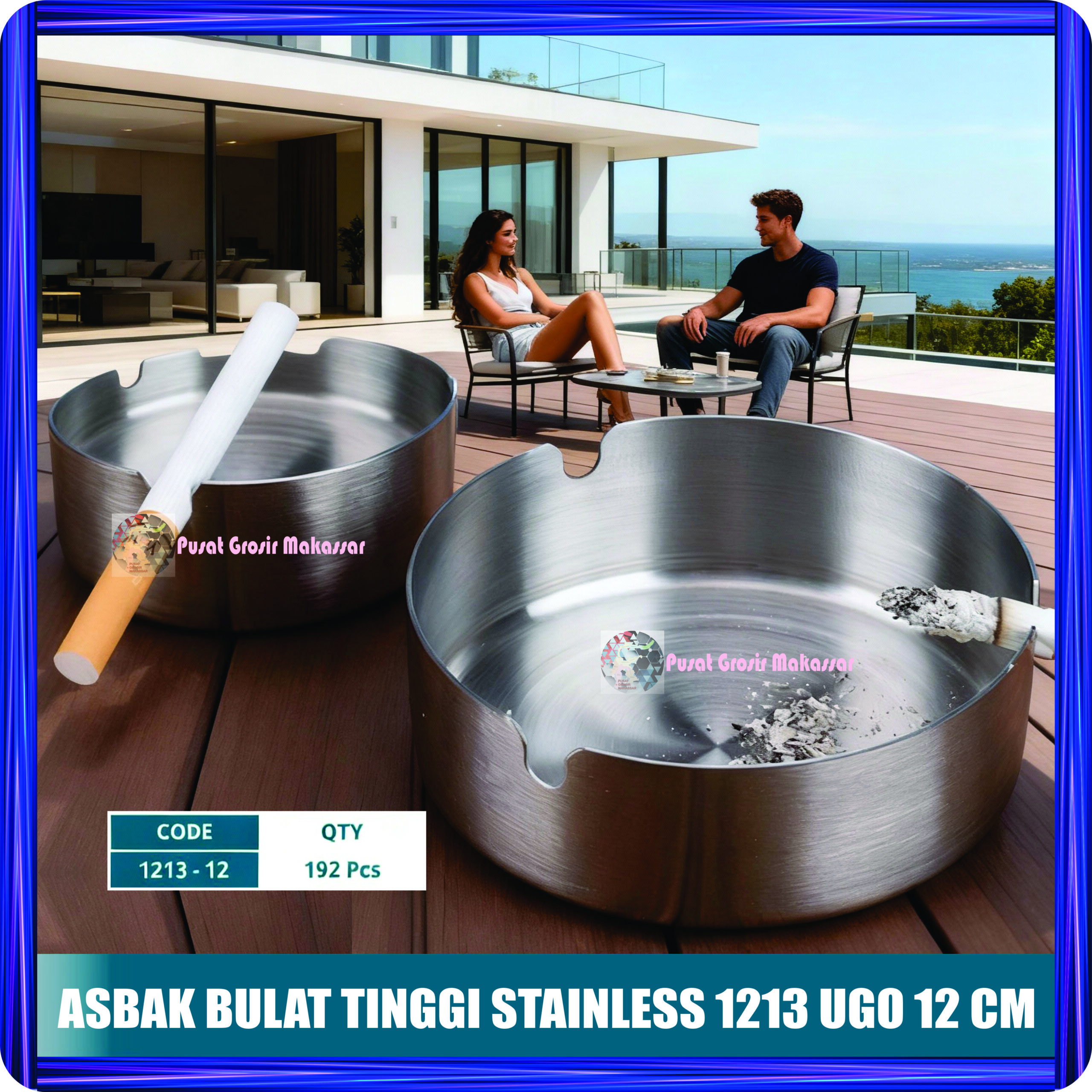 asbak bulat tinggi stainless 1213 ugo 12 cm