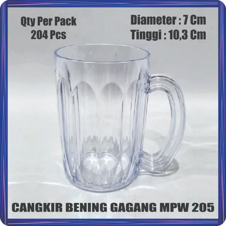 cangkir bening gagang mpw 205