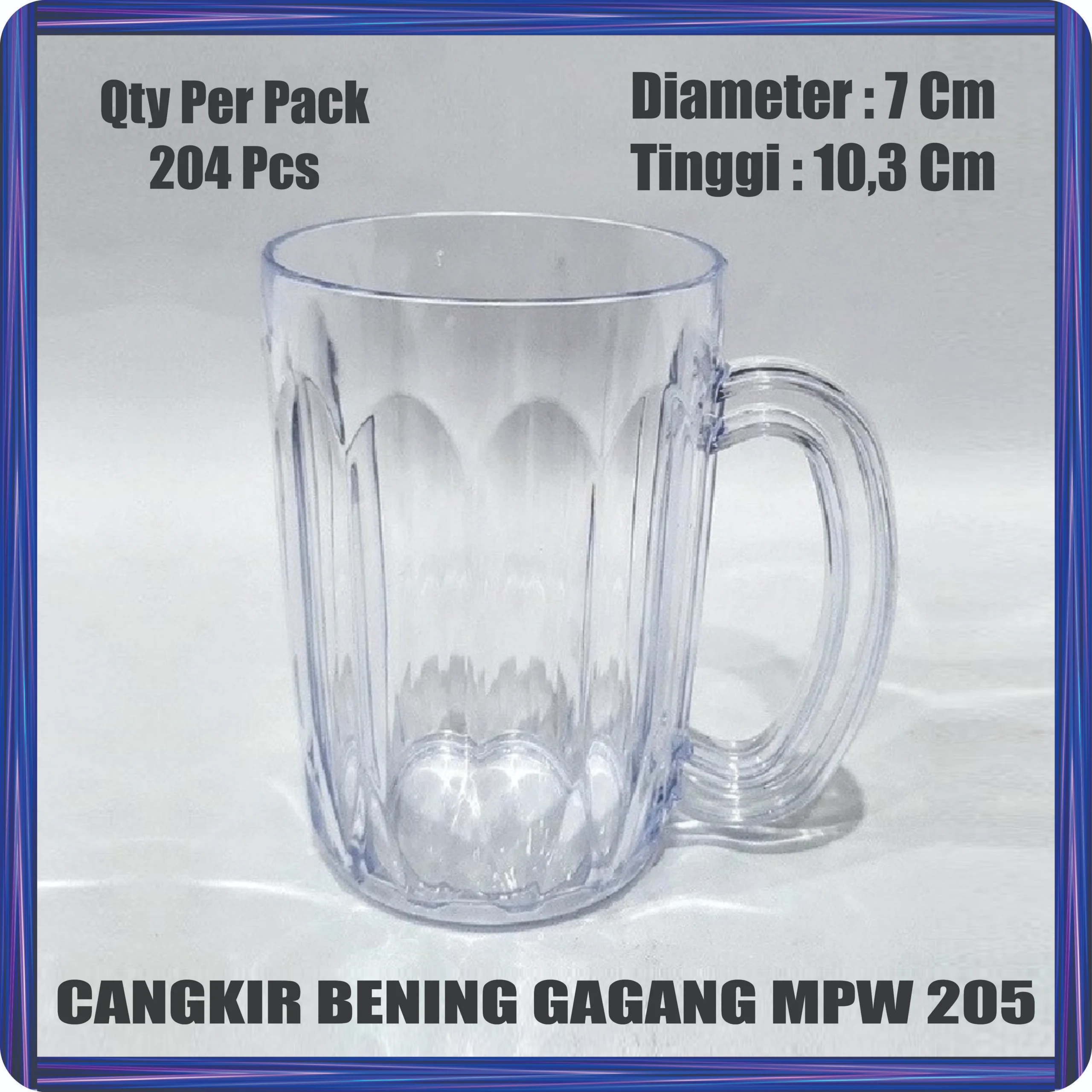 cangkir bening gagang mpw 205