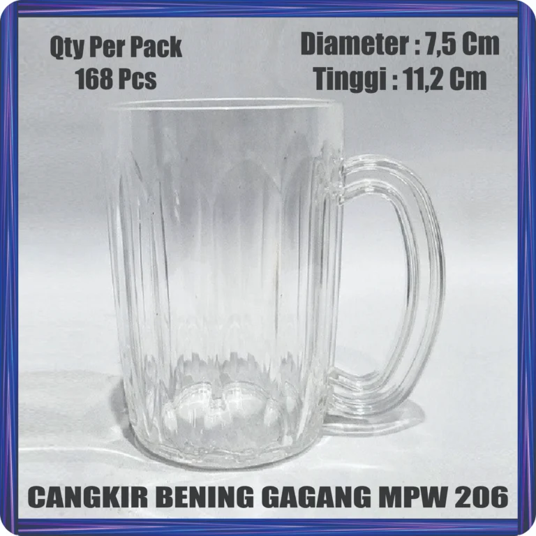 cangkir bening gagang mpw 206