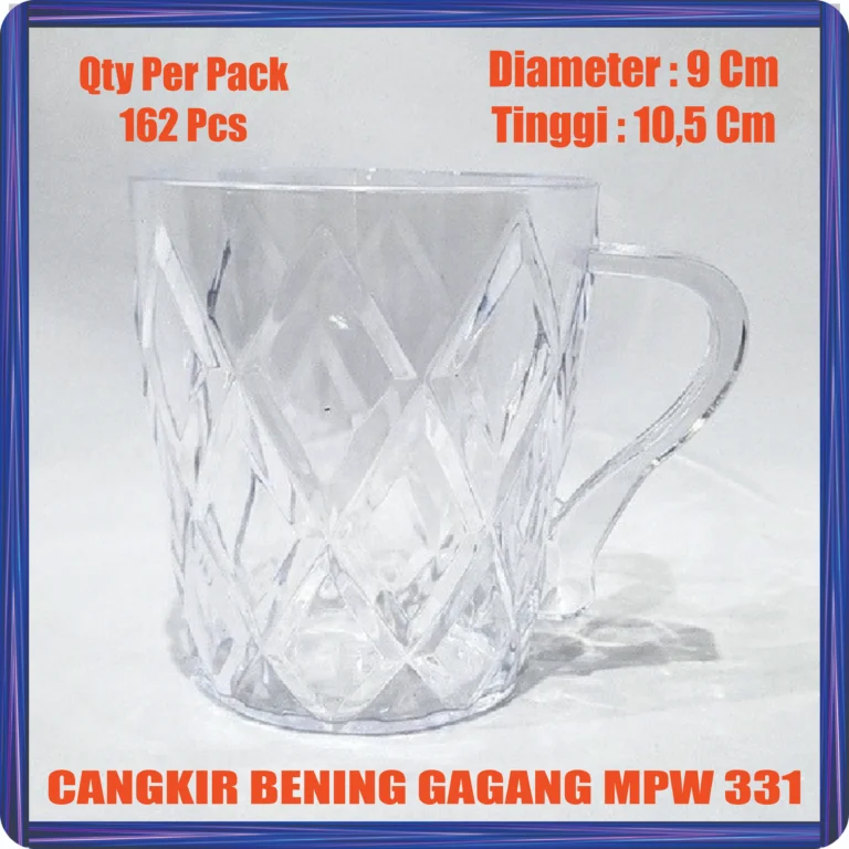 cangkir bening gagang mpw 331