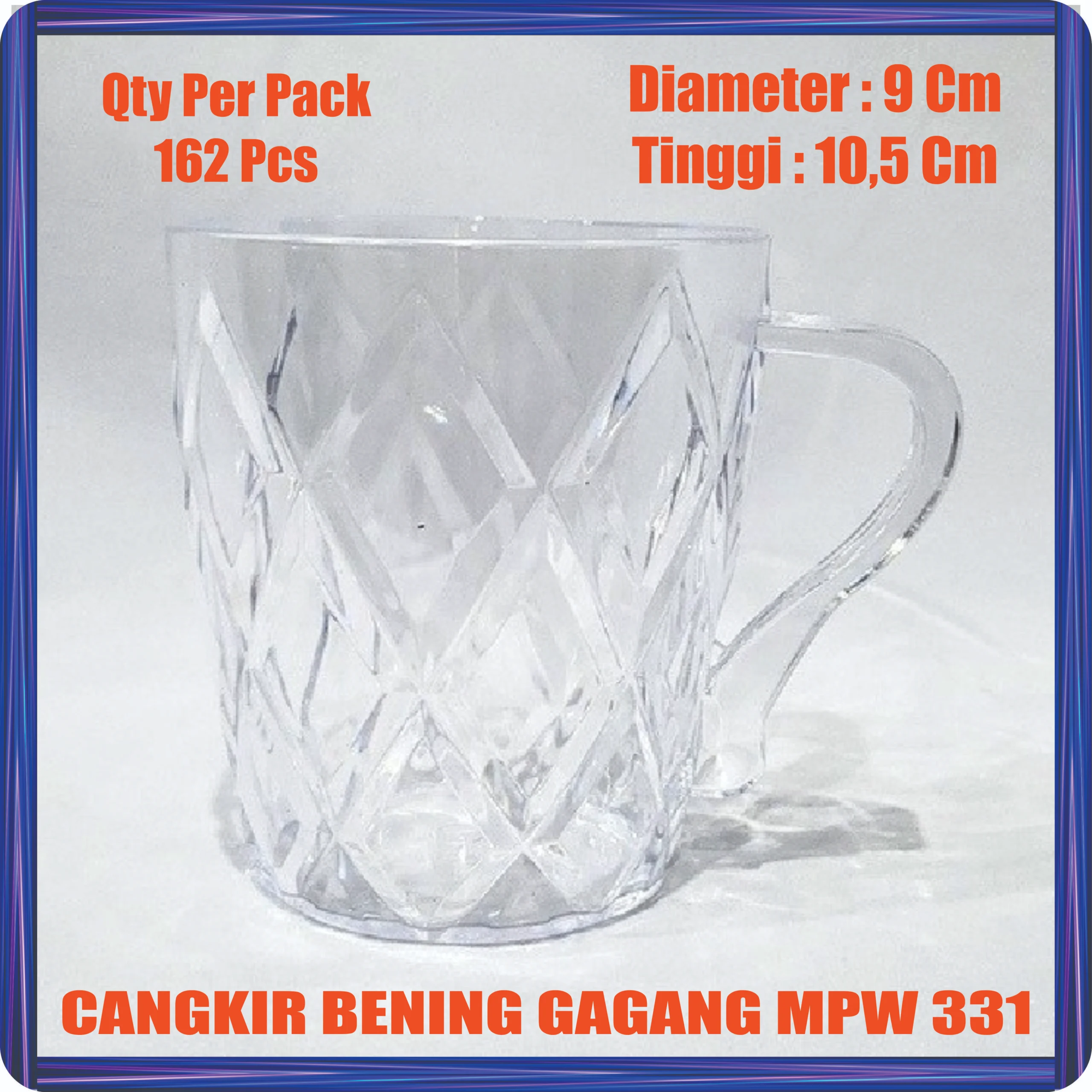 cangkir bening gagang mpw 331
