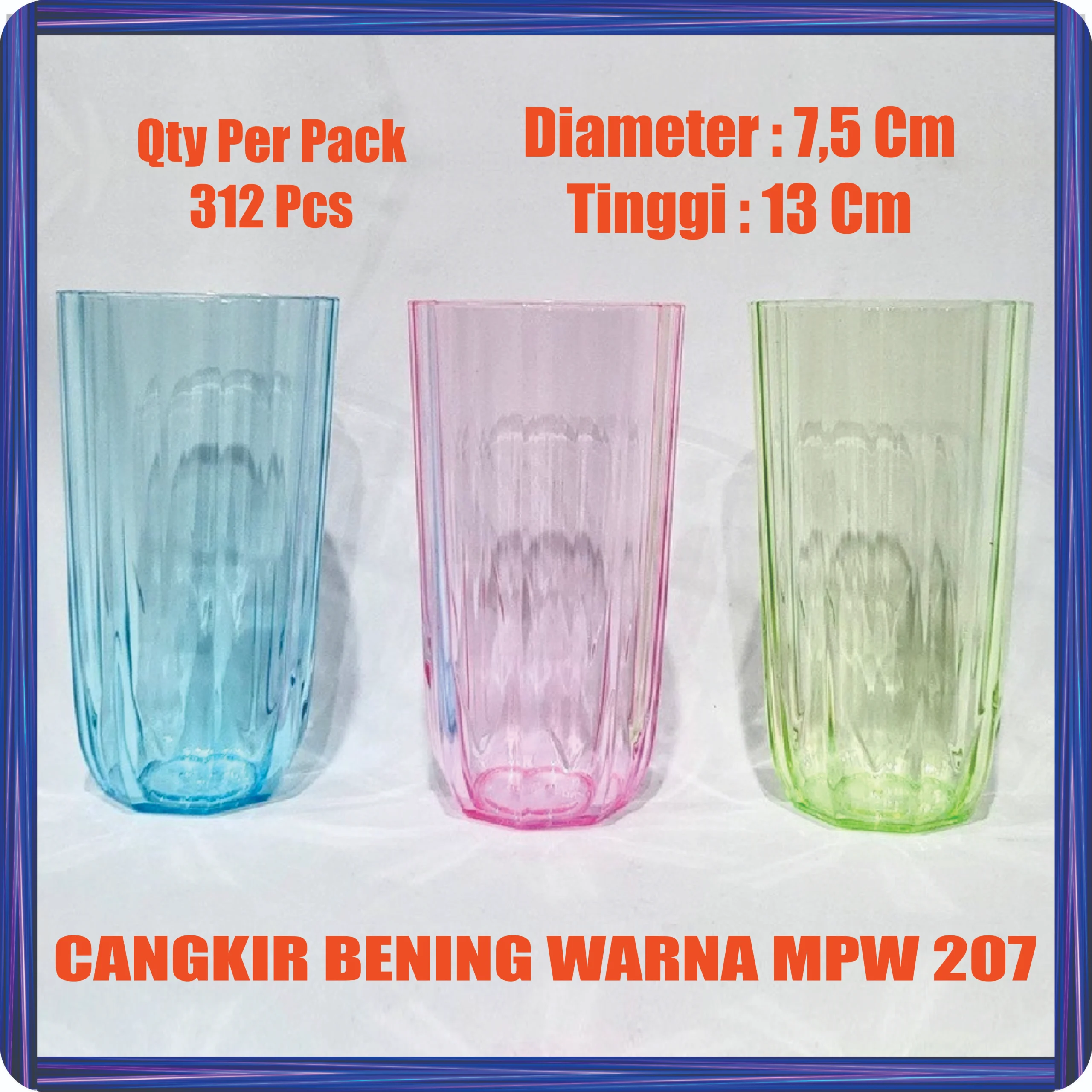 cangkir bening warna mpw 207