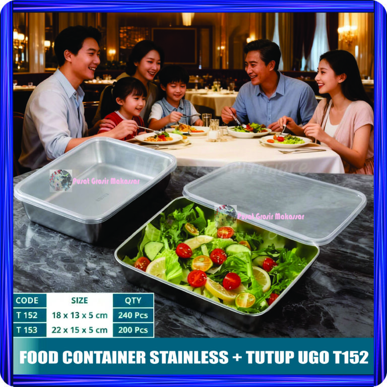 food container stainless + tutup ugo t152