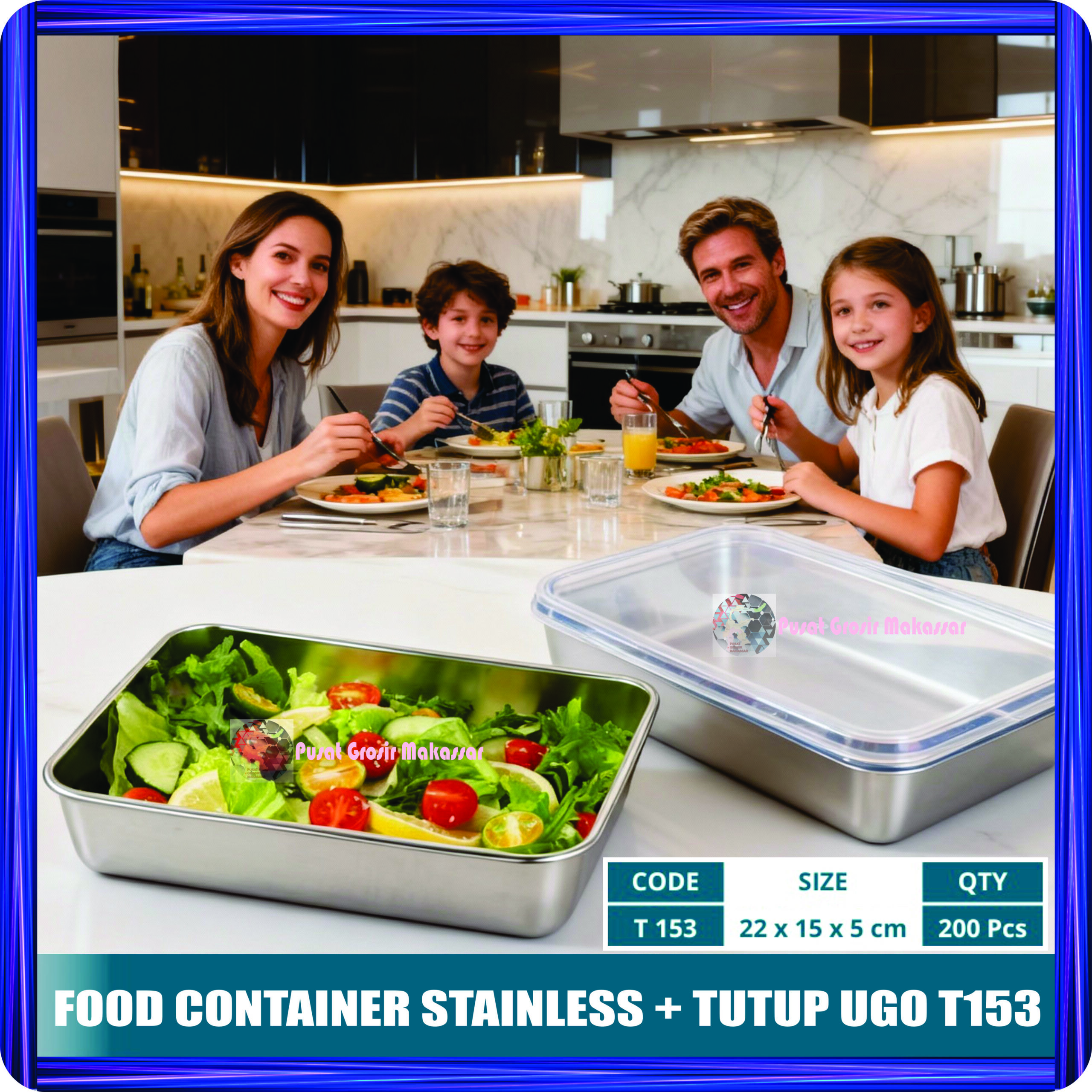 food container stainless + tutup ugo t153
