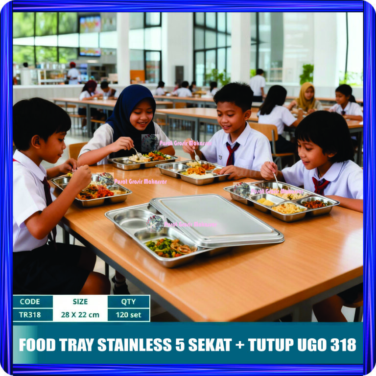 food tray stainless 5 sekat + tutup ugo 318
