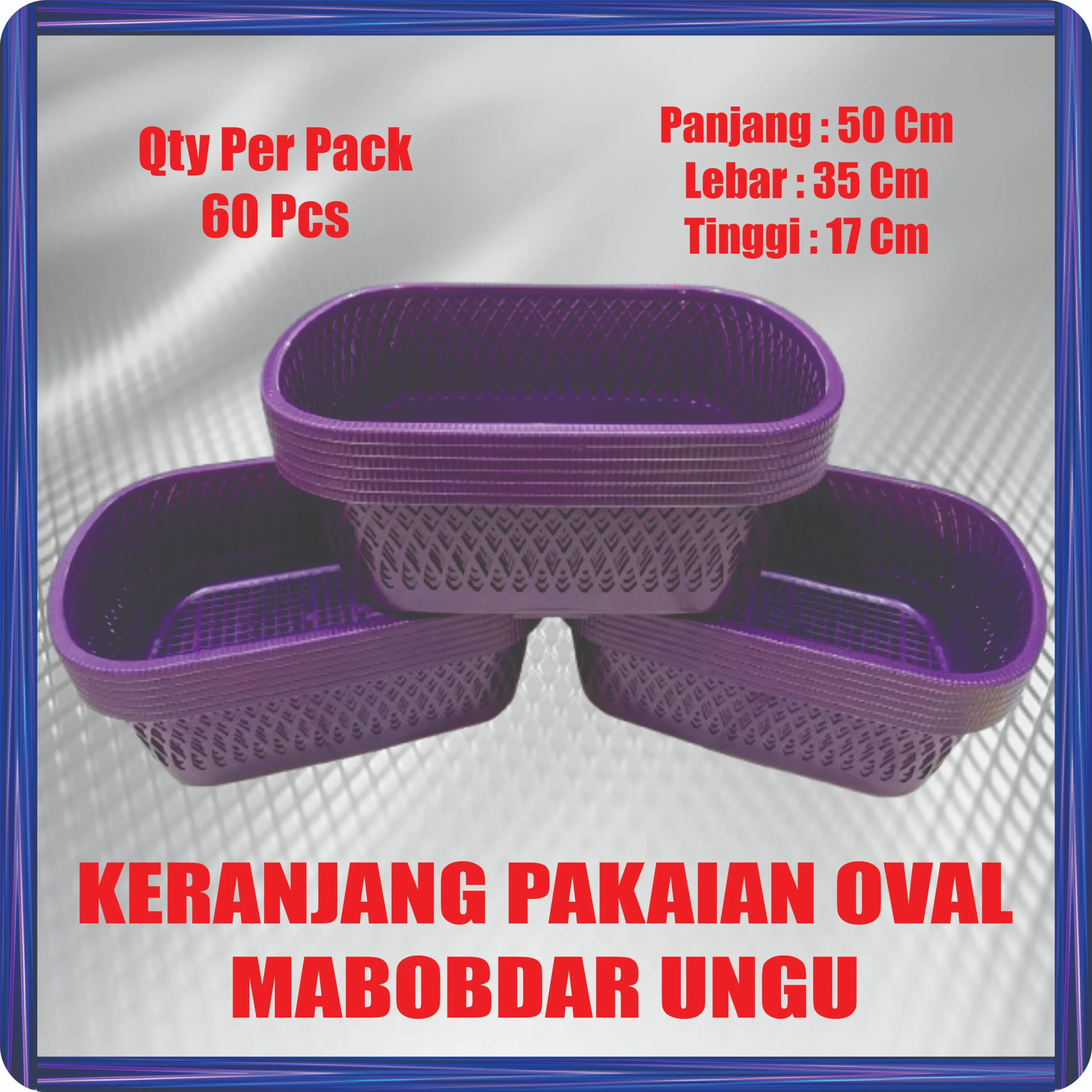 keranjang pakaian oval mabobdar ungu