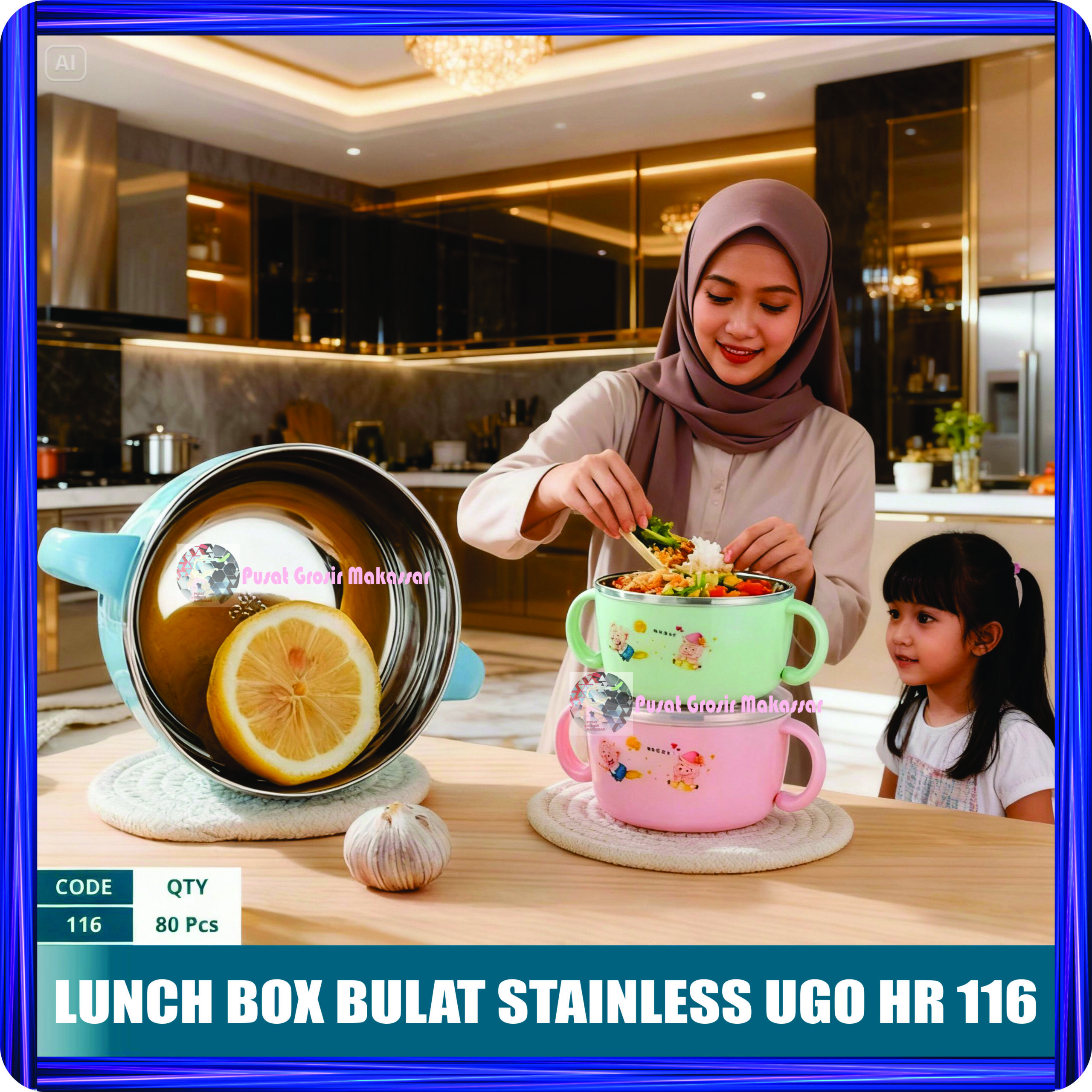 lunch box bulat stainless ugo hr 116
