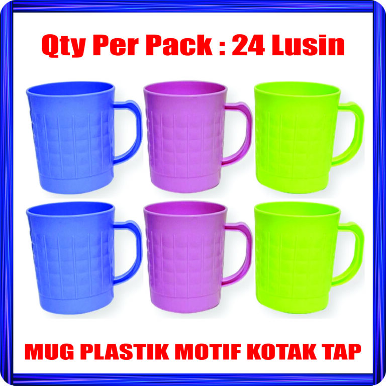 mug plastik motif kotak tap